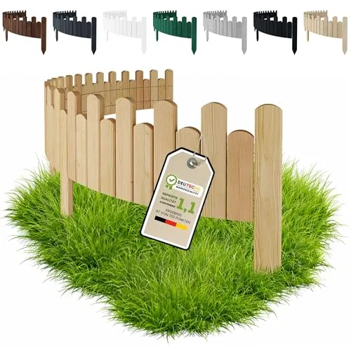 Floranica Beeteinfassung Holz Rollzaun 200 x 10 cm – Flexible Rasenkante für den Garten - Die stabile Rasenkante aus imprägniertem Kiefernholz überzeugt durch ihre wellenförmige Form und ermöglicht eine individuelle Gestaltung. Einfach zu montieren und nachhaltig – eine ideale Wahl für jeden Garten.