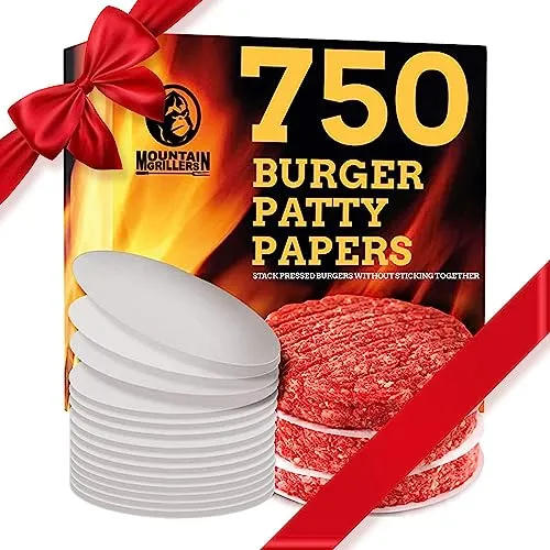 Mountain Grillers Burgerpapier - Antihaftes Trennpapier mit 11,5 cm Durchmesser - Hamburger, Cheeseburger, Patties - Wachspapier Antihaftpapier Backpapier Grillzubehör - 750 Stk.