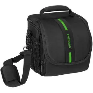 Kameratasche 'Essex M' - Fototasche schwarz/grün mit Gurt - Kameratasche für DSLR und Camcorder, gepolstert mit Zubehörfächern für optimalen Schutz und Organisation Ihrer Ausrüstung.