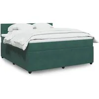 vidaXL Boxspringbett Dunkelgrün 180x200 cm mit Matratze - Elegantes Boxspringbett mit Taschenfederkernmatratze für optimalen Schlafkomfort und LED-Beleuchtung, die das Ambiente in deinem Schlafzimmer verbessert.
