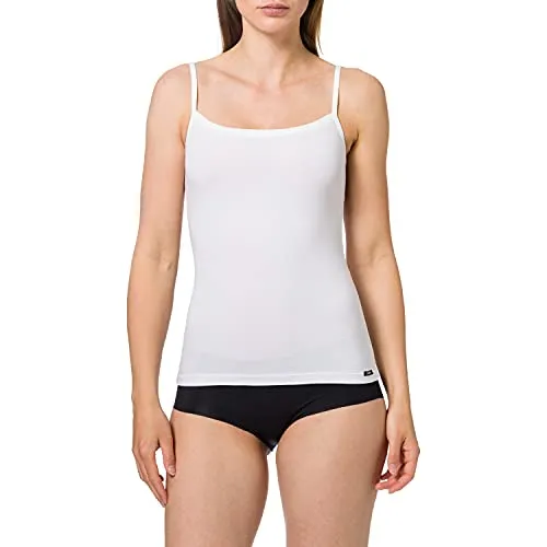 Skiny Damen Cotton Essentials 080479 Spaghettishirt, Weiß, 38 EU - Unterhemden & BH-Hemden für Damen, zeitloses Top mit Spaghettiträgern, ideal als vielseitiges Unterzieh-Shirt für jeden Tag.