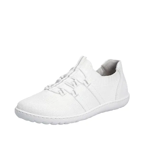 Rieker 52854 Damen-Sneaker in reinweiß, Gr. 42 - Weiche Decksohle aus 100% veganen Materialien, ideal als Barfußschuh mit ultraleichter Rieker-Lite Technologie für maximalen Komfort.
