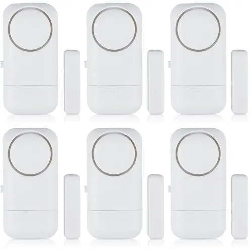 Stück Kabelloser Türalarm Fensteralarm 120dB, Einbruchschutz Alarmsensor mit Magnetkontakt – Wireless Sicherheitsalarmanlage für Haus, Wohnung, Hotel, Büro, Garage (6er-Set, Schnellinstalliert) 6