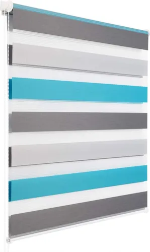 WOLTU Doppelrollo Weiss+Grau+Türkis : 45x150cm Größe: 45x150cm
