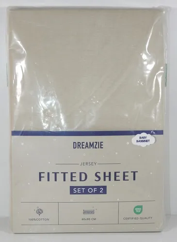 Dreamzie 2er Set Spannbettlaken 40x90cm Öko-Tex 100% Baumwolle Beige