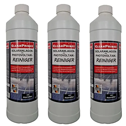 CleanPrince 3 x 1 Liter Solaranlagenreiniger Solar Reiniger Solaranlage Photovoltaik Solaranlagen Solarreiniger Reinigungsmittel Solarzellen Solara