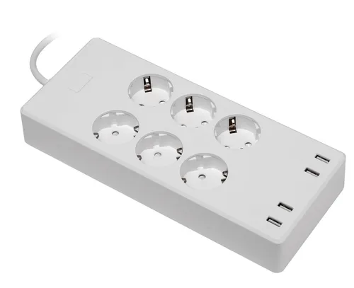 MaxTrack NW11L - Smarte 6-Fach Schutzkontakt-Steckdosen-Leiste mit 4 USB-Buchsen, Timer und Sprachsteuerung für Smart Home mit Alexa und Google Assistant