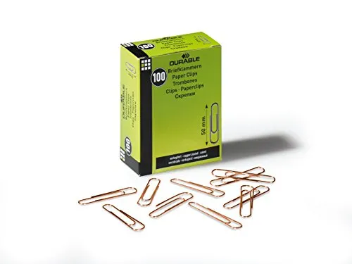 DURABLE Hunke & Jochheim Briefklammer, Metall, 50 mm, verkupfert, Schachtel mit 100 Stück