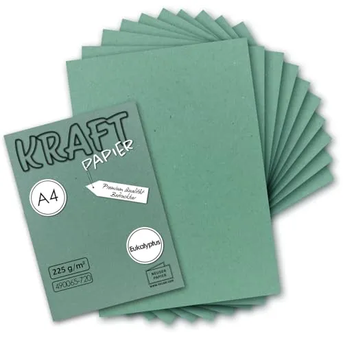 25x Vintage Kraftpapier in Eukalytpus-Grün