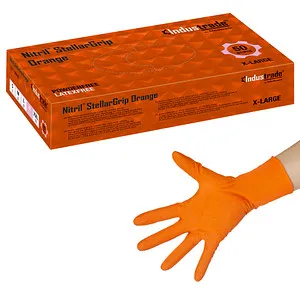 Industrade unisex Einmalhandschuhe Nitril StellarGrip Orange orange Größe XL, 50 St.