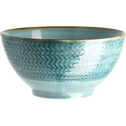 MÄSER Schüssel 16 cm BLAU 4-er Set - Schalen & Schüsseln, Premium-Kollektion PROSPERO aus langlebigem Durable Porzellan mit handgepinseltem Spiraldekor und einzigartiger Reliefstruktur für stilvolle Tischgestaltung.