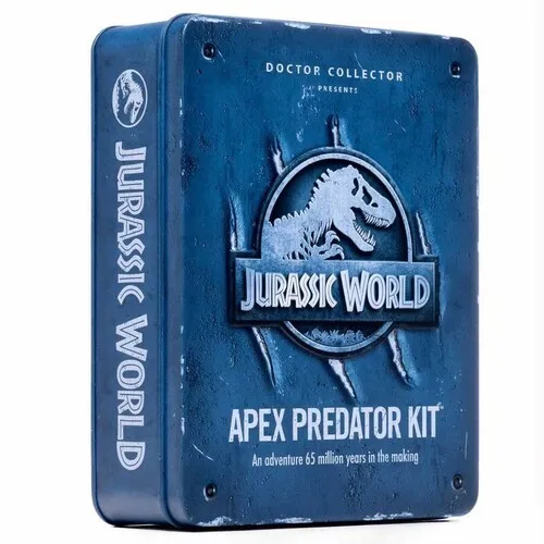 Doctor Collector Jurassic World Apex Predator Kit - Offizielle Sammleredition - Nachbildungen & Requisiten: Exklusive Metallbox mit 107-seitigem Guide und einzigartigen Park-Erinnerungsstücken für die ultimative Jurassic World-Erfahrung.