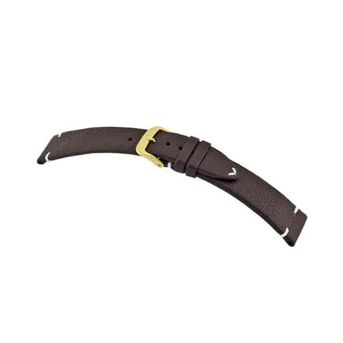 MANUFAKTURWERK Uhrenarmband Altona | Leder | für Damen und Herren | goldene Schließe, Größe:M (Standard). 20/16 mm, Farbe:Mokka