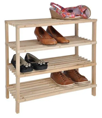 Spetebo Holz Schuhregal für 8 Paar Schuhe - 54 x 52 x 26 cm - Schuhablage mit 4 Etagen - Schuhschrank Schuhständer Nischen Regal Flur Organizer