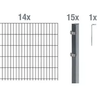 ALBERTS Doppelstabmattenzaun-Grundset 28 m (Anthrazit, Mattenhöhe 1200 mm) - Gartenzäune mit hochwertiger Oberflächenveredelung für langlebigen Schutz vor Rost und Witterung. Inklusive Zubehör für eine einfache Montage und 15 Jahre Herstellergarantie.