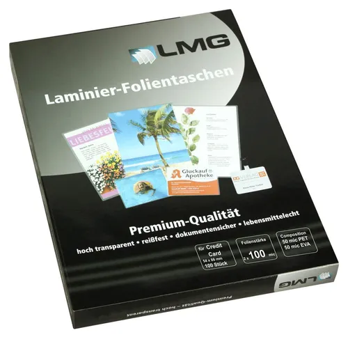 LMG Laminierfolien glänzend für Kreditkartenformat 100 micron 100