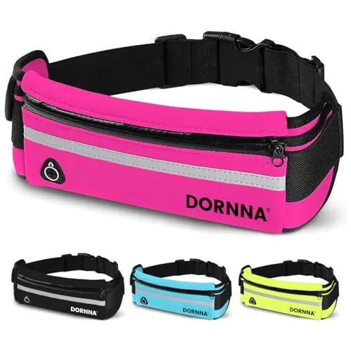 DORNNA® Laufgürtel für Handy – Lauftasche für Herren und Frauen, Hüfttasche, Sportgürtel, Running Belt zum Joggen, Laufen, Sport, Fitness. (Rosa)