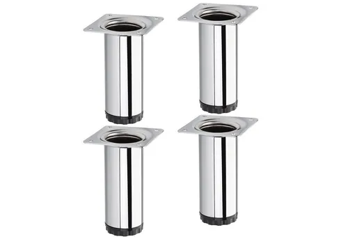SO-TECH® Möbelfuß 4 Stück BRAVO Höhe 100 mm (10 mm) Ø 40 mm Chrom poliert, höhenverstellbar, aus Stahl, belastbar bis 50 kg pro Stützfuß