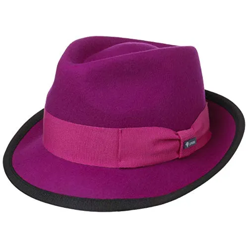 Lipodo Classic Wool Trilby Filzhut Damen Herren Wollhut Made in Italy Hut aus Wollfilz Trilbyhut Fedora Sommer Winter Fuchsia XL (60-61 cm)