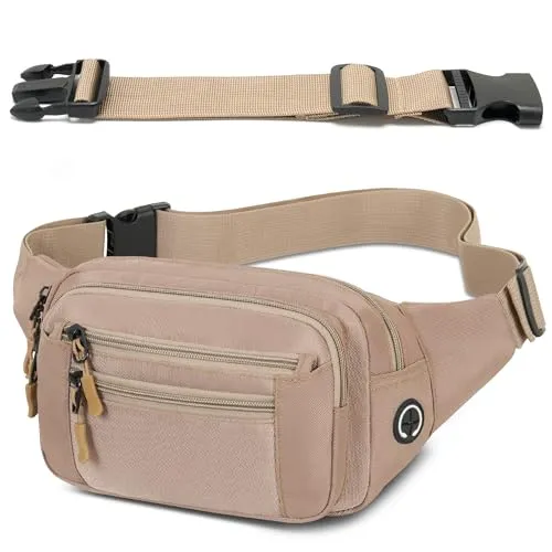 Bauchtasche Gürteltasche Hüfttasche mit Einem 30 cm Verlängerten Gürtel Unisex Modern Umhängetaschen Handytasche für Outdoor Reise Wandern Hundetraining Damen und Herren (Khaki)