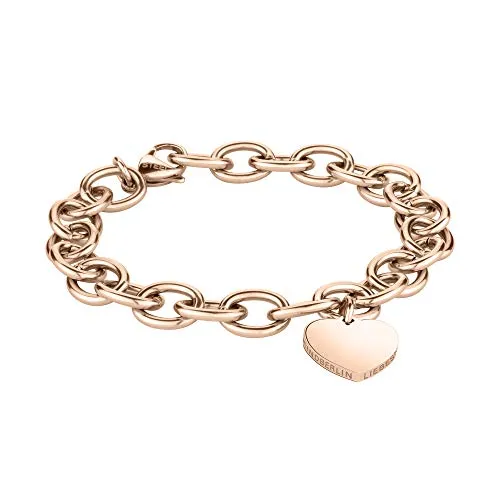 Elegantes Armband mit Anhänger aus Edelstahl Roségold - Armbänder für Damen: Stilvolles Gliederarmband von LIEBESKIND BERLIN mit Herzanhänger, ideal als Geschenk für jeden Anlass und perfekt kombinierbar mit anderem Schmuck.