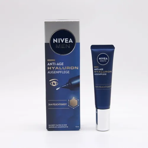 NIVEA MEN Anti-Age Hyaluron Augenserum 15 ml - Gesichtspflege für Männer, strafft die Haut um die Augen und mildert Falten sichtbar. Die schnell einziehende Formel mit Hyaluron reduziert Augenringe und spendet 24h Feuchtigkeit.