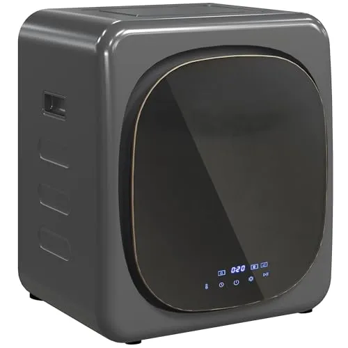 HOMCOM Mini Wäschetrockner mit 6 Programm LED-Touchscreen 4 kg bis zu 60℃, 800W Freistehend Wandmontierbar Ablufttrockner mit Überhitzungsschutz Ablufttrockner für Kleidung Grau