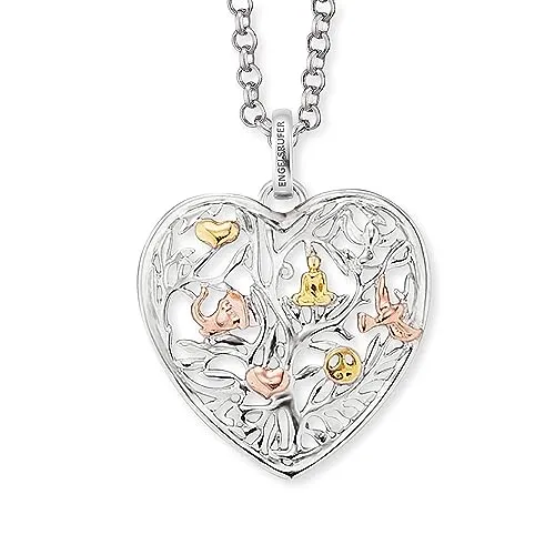 Engelsrufer Damen Halskette mit Lebensbaum-Anhänger - Ketten für Damen: Elegante 50 cm lange Halskette aus rhodiniertem Sterlingsilber mit herzförmigem Lebensbaum-Anhänger – symbolisiert Liebe und Harmonie, ideal für Allergiker.