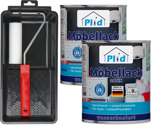 Möbellack Set 1,5L Weiß Satin - Schnelltrocknender Acryllack für Holz und Metall - Lacke, ideal für Möbel und Spielzeug, mit schnelltrocknender Formel für einfache Anwendung und abwaschbare Oberflächen.