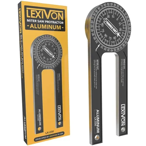 LEXIVON Winkelmesser LX-230 - Präzisions-Winkelfinder für Handwerker - Winkelmesser aus CNC-gefrästem Aluminium, mit präzisionslasergravierten Skalen für exakte Messungen. Ideal für Holzarbeiten und Heimprojekte, robust und langlebig.