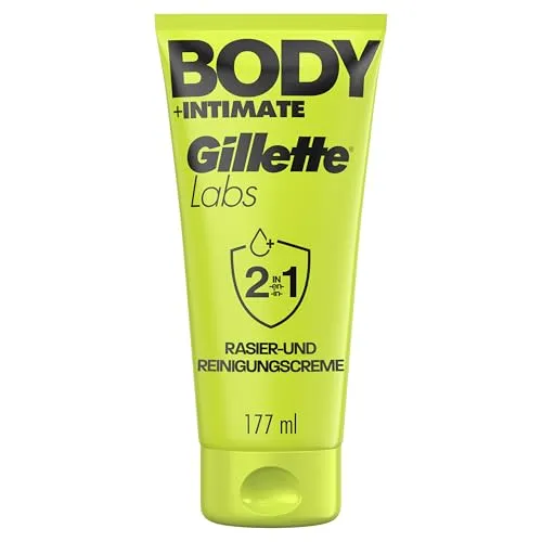 Gillette Labs Body + Intimate 2 in 1 Rasier- und Reinigungscreme, 177ml – Sanfte Pflege für Herren