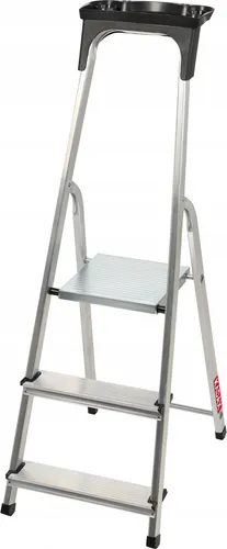 KADAX Klappbare Holzleiter 3-stufig, bis 125 kg - Leiter für Maler- und Elektrikerarbeiten, mit sicherem Podest und Ablage für Werkzeuge, ideal für Renovierungen und Haushalt, stabil und leicht im Transport.