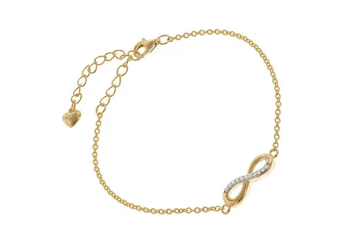 trendor Gliederarmband Unendlichkeit 925 Silber Vergoldet - Elegantes Infinity-Armband für Damen aus 925 Silber, verziert mit funkelnden Zirkonias, anpassbare Länge von 15 cm bis 19,5 cm, ideal für besondere Anlässe.