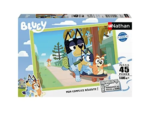 Nathan - Kinderpuzzle - 45 Teile - Nachmittag mit der Familie - Bluey - Mädchen oder Junge ab 5 Jahren - Hochwertiges Puzzle - Dicker und strapazierfähiger Karton - Tiere - 86166