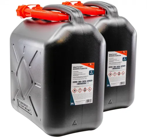 Benzin Kanister 20L (2x) schwarz Reservekanister Kraftstoff Öl