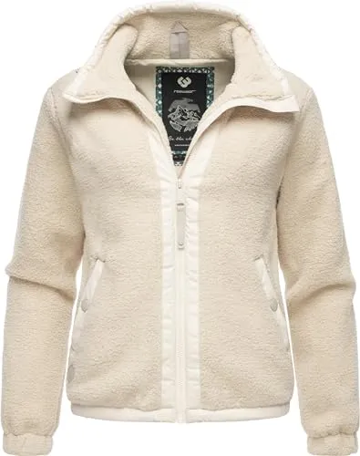 Ragwear Damen Fleecejacke Nordicka Beige, Gr. 4XL - Funktionsjacke aus kuschligem Teddyfleece, wärmeisolierend und pflegeleicht – ideal für Outdoor-Aktivitäten und gemütliche Tage!