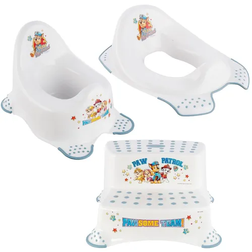 Paw Patrol Kinder Toilette Set - Rutschfester Tritthocker mit hoher Tragfähigkeit von 120 kg, ideal für Kinder im Vorschulalter. Sicher und bunt gestaltet für ein kinderfreundliches Toilettentraining.