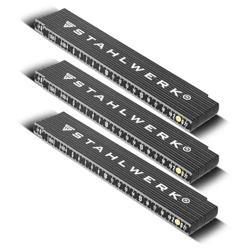 STAHLWERK Zollstock 3er Set 3 Meter - Präziser Kunststoff-Gliedermaßstab - Messgeräte, bruchfester Zollstock mit 7-Jahre-Garantie, ideal für Hand- und Heimwerker zum präzisen Abmessen in Werkstatt und Zuhause.