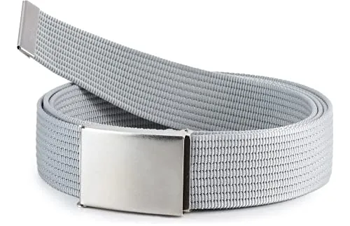 Ladeheid Herren Gürtel männlich Stoffgürtel Sackleinen P90 (Silber, 125 cm x 4 cm)