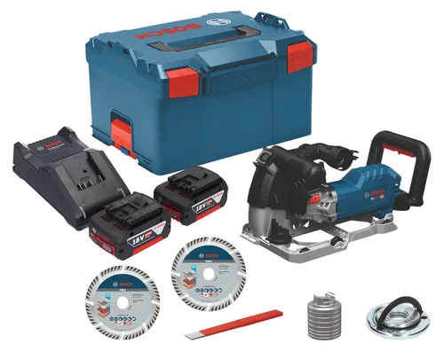 Bosch GNF 18V-40 Mauernutfräse mit 2 Akkus und Ladegerät - Hochwertige Mauernutfräse für präzise Schnitte. Mit 2 leistungsstarken Lithium-Ionen-Akkus und Ladegerät. Ideal für professionelle Anwendungen.