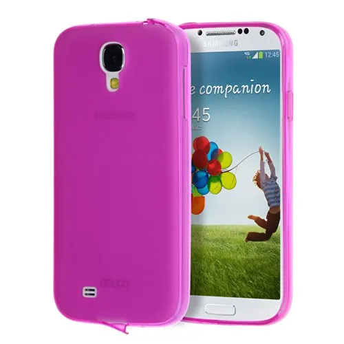 doupi PerfectFit Schutzhülle für Samsung Galaxy S4, Staubschutz eingebaut mit Staubstöpseln Matt Clear TPU Silikon Schale Softcase Cover, pink