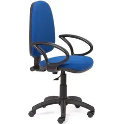 Bürodrehstuhl mit Armlehnen blau - Höhenverstellbarer Bürodrehstuhl mit feuerfestem Stoffbezug, stabiler Konstruktion und komfortablen Armlehnen. Ideal für den täglichen Einsatz im Büro.