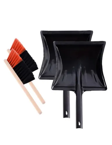 Garronda Reinigungsbürsten-Set Metall Kehrschaufel Set mit Kehrblech und Handbesen GD-0172, (Kehrschaufel Metall und Handfeger Set, 2 Stück)