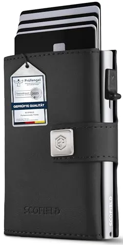 SF SCOFIELD Trinity Premium Slim Wallet mit Münzfach - Kreditkartenhüllen für Herren, bietet Platz für bis zu 12 Karten und schützt vor Datendiebstahl mit RFID-Technologie.