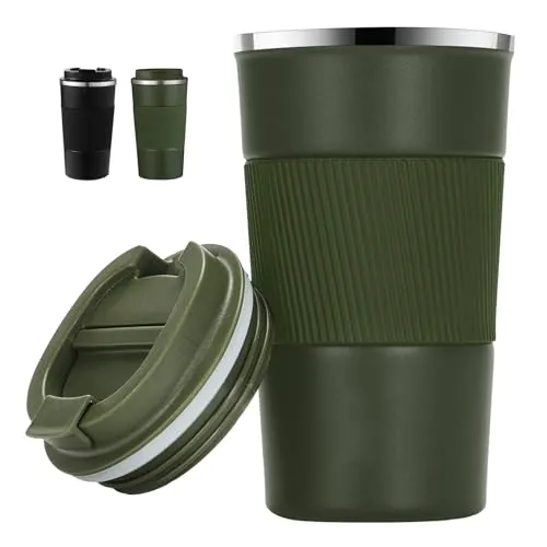 TTSTOIEE thermobecher 510ml/17oz,kaffee to go Kühlung und Heizung Portable，rostfreie Stähle Doppelwandig Vakuumisolierter Kaffee Und Teebecher(Grün)