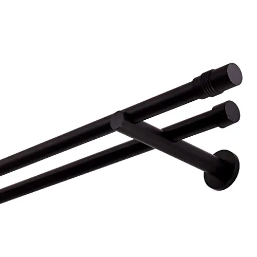 Gardinenstange schwarz 400 cm 2-läufig aus Metall in schwarz von MDEKOR