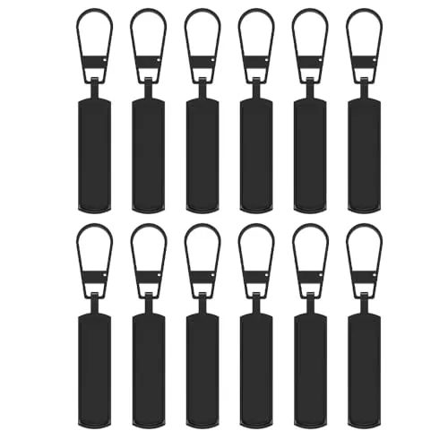 Aeuezxx Reißverschluss Zipper, 12 Stück Reißverschluss Ersatz, Metall Zipper Pull, für Geldbörse, Kleider, Koffer, Gepäck, Jeans