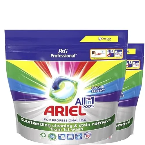 Ariel All in 1 Pods Color – 2x70 Wäschen – Vorteilspack - Waschmittel für 140 Waschgänge, ideal für Großverbraucher. Mit 3-Kammer-Technologie für Reinigung, Fleckenentfernung und Farbschutz – für strahlend saubere Wäsche.