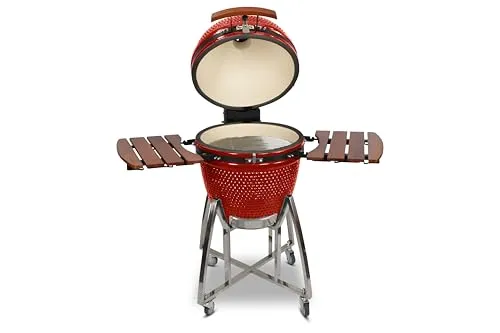 Kamado CL-21 Profi Keramik Grill Rot, Grilldurchmesser 55cm, Grillrostdurchmesser 46cm, BBQ Grillei Holzkohlegrill Grill Keramikgrill