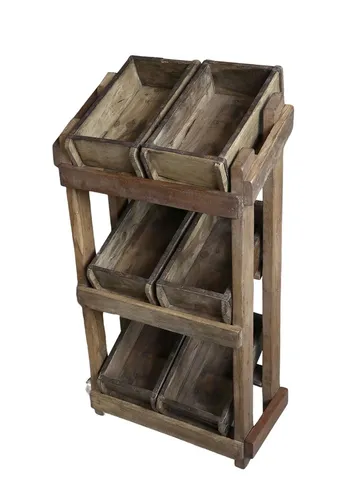 Chic Antique Regal mit 6 Kisten Ziegelformen - Stylisches Holzregal im Landhausstil, ideal für jeden Raum. Mit 6 praktischen Fächern aus Ziegelformen, bietet es viel Platz und verleiht Ihrem Zuhause einen Vintage-Touch.